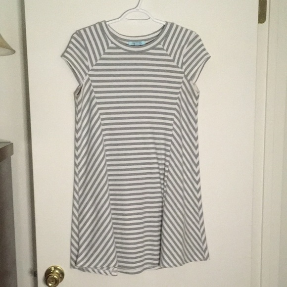 SHE + SKY STRIPED RIBBED KNIT DRESS